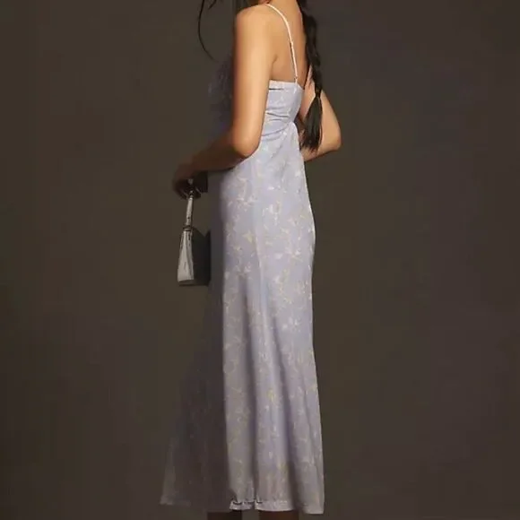 Anthropologie Lavender Floral Sleeveless Slip Midi Dress NWT Size Extra Small